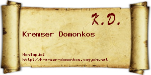 Kremser Domonkos névjegykártya